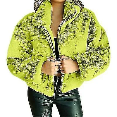 Mujer Otoño E Invierno Conejo Piel Faux Fur Cremallera Cardigan Felpa Chaqueta Cálida