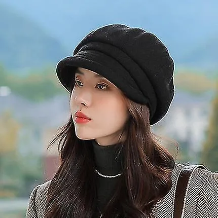 Mujer Sombrero de invierno Damas Vintage Bowler Bucket Hat Suave Sombrero octogonal Mujeres Otoño E Invierno Boina cálida engros