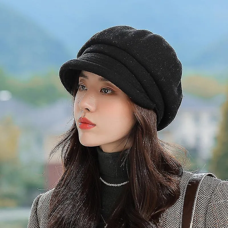 Mujer Sombrero de invierno Damas Vintage Bowler Bucket Hat Suave Sombrero octogonal Mujeres Otoño E Invierno Boina cálida engros