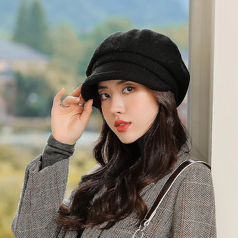 Mujer Sombrero de invierno Damas Vintage Bowler Bucket Hat Suave Sombrero octogonal Mujeres Otoño E Invierno Boina cálida engros