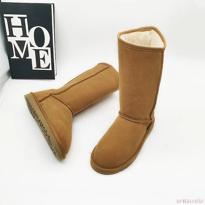 Mujeres australianas Unisex Botas de nieve altas Impermeable Cuero de invierno Botas largas Marca Invierno cálido Zapatos al air