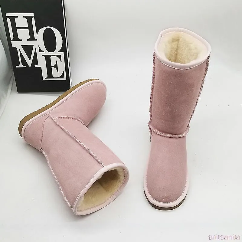 Mujeres australianas Unisex Botas de nieve altas Impermeable Cuero de invierno Botas largas Marca Invierno cálido Zapatos al air