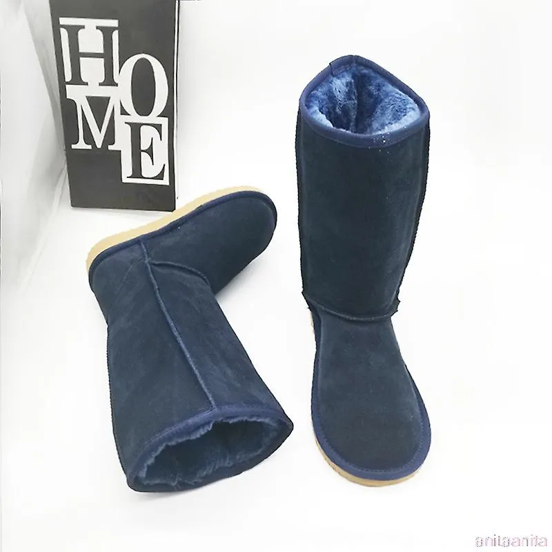 Mujeres australianas Unisex Botas de nieve altas Impermeable Cuero de invierno Botas largas Marca Invierno cálido Zapatos al air