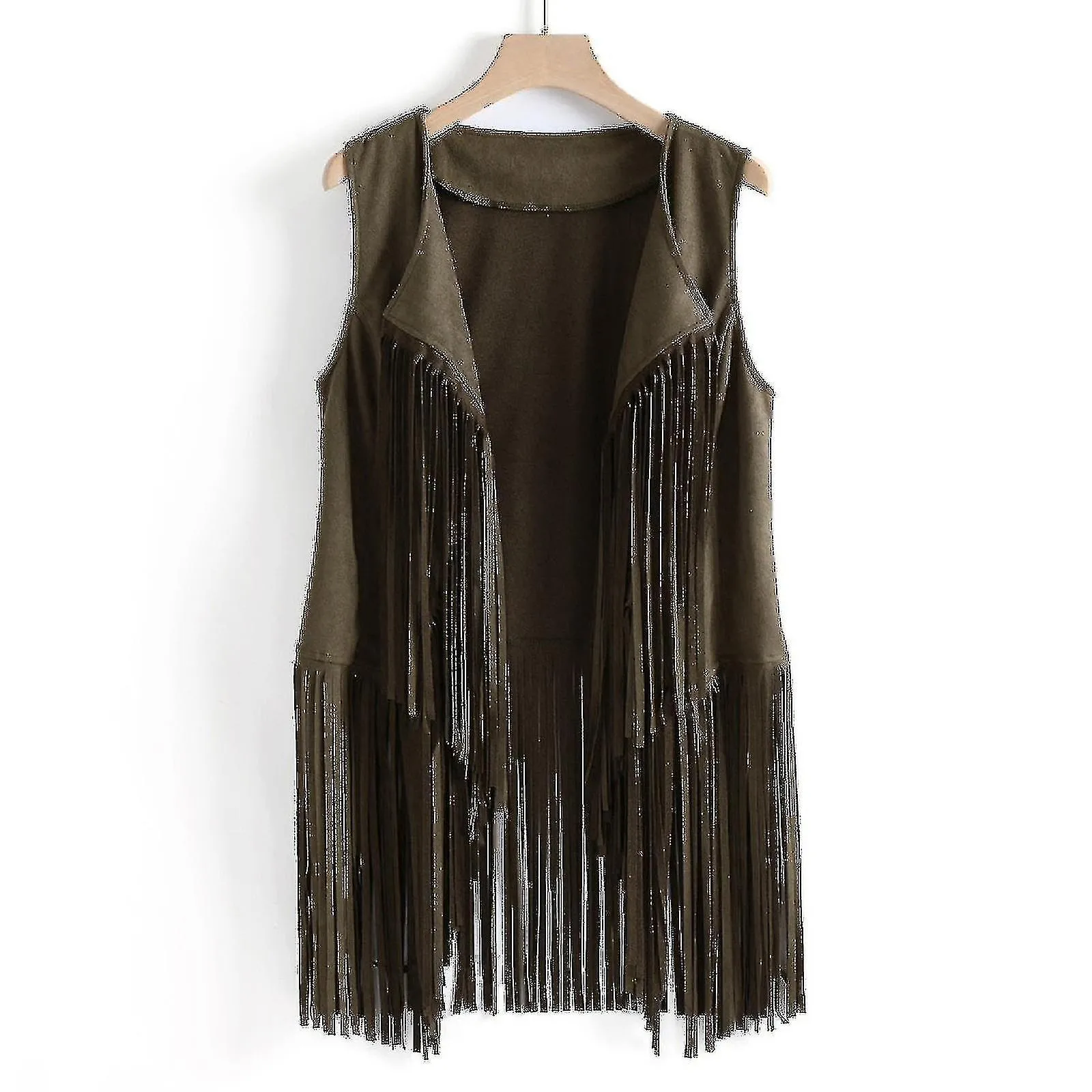Mujeres Otoño Invierno Suede Étnico Sin Mangas Borlas Chaleco con Flecos Cardigan