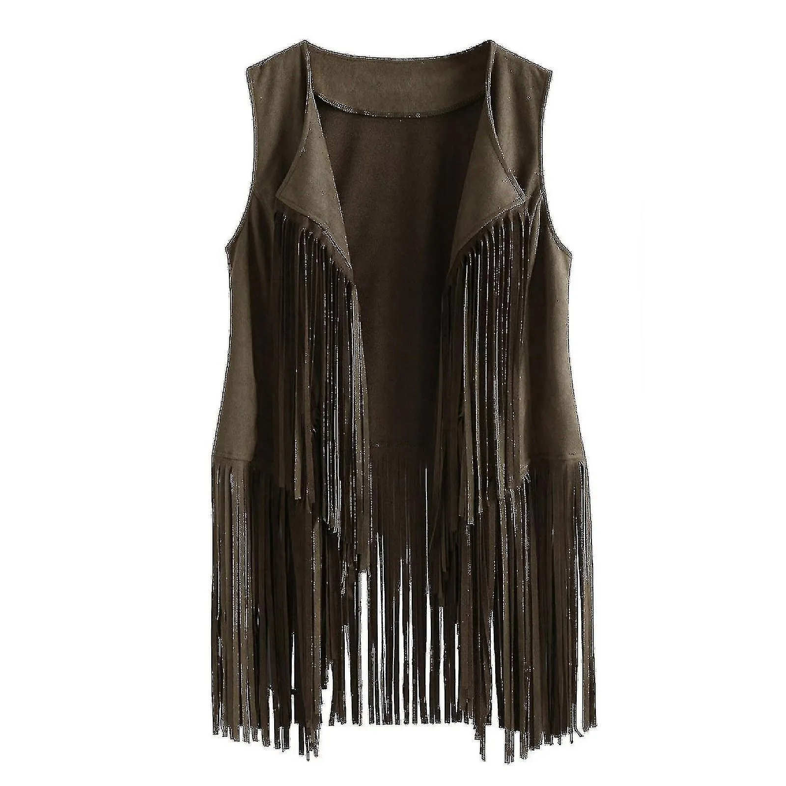 Mujeres Otoño Invierno Suede Étnico Sin Mangas Borlas Chaleco con Flecos Cardigan