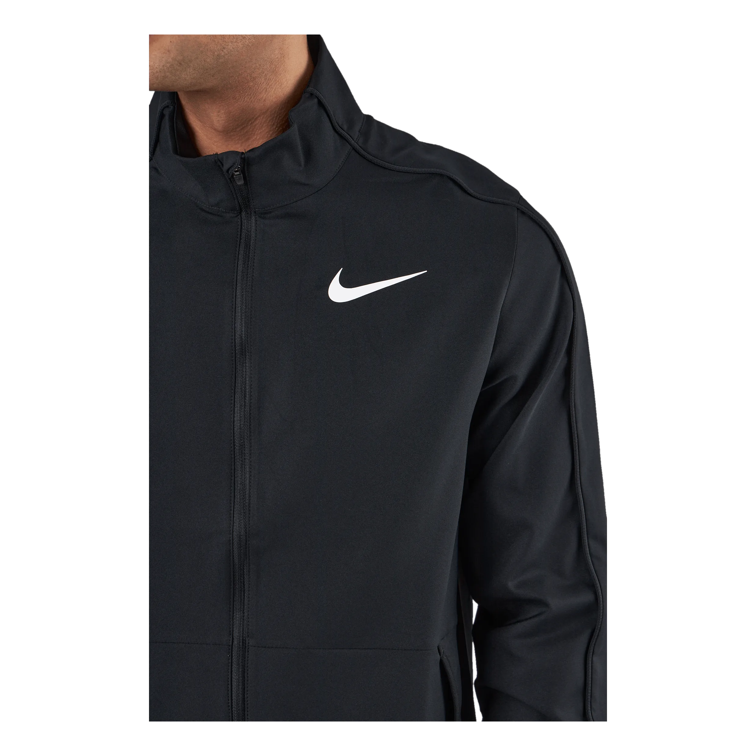 NIKE DRIFIT MEN'S WOVEN TRAINING JACKET BLACK/BLACK/WHITE