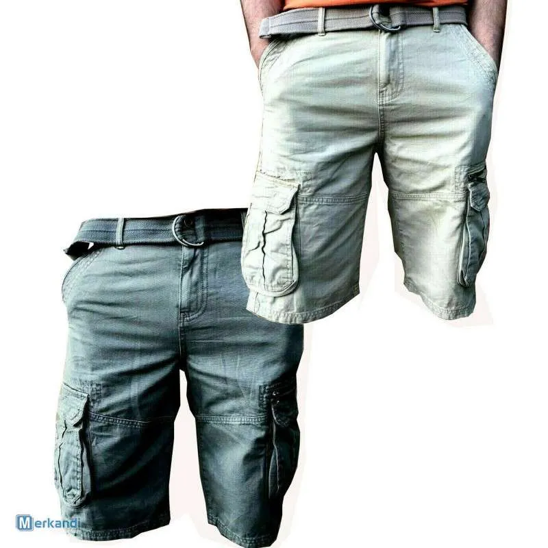 Pantalones cortos para hombre Cargo Combat Hasta la rodilla Pantalones de verano 6 bolsillos Cinturón libre