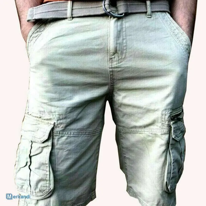 Pantalones cortos para hombre Cargo Combat Hasta la rodilla Pantalones de verano 6 bolsillos Cinturón libre