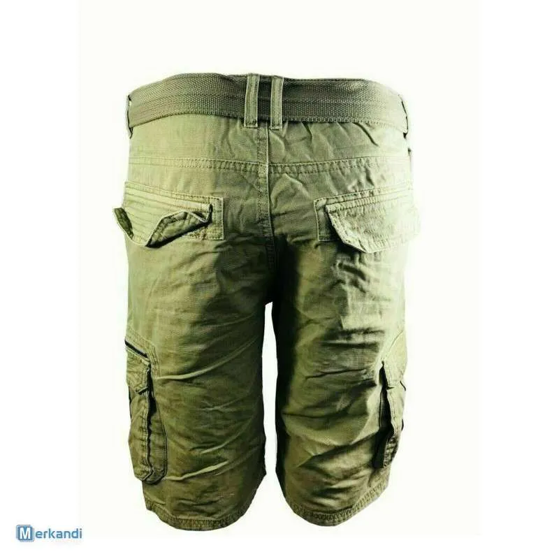 Pantalones cortos para hombre Cargo Combat Hasta la rodilla Pantalones de verano 6 bolsillos Cinturón libre