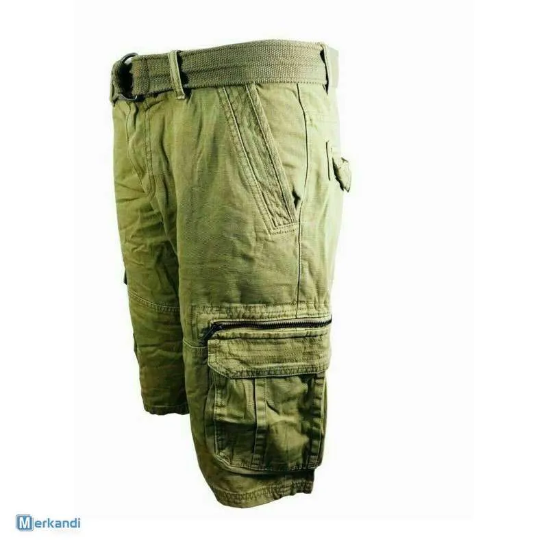 Pantalones cortos para hombre Cargo Combat Hasta la rodilla Pantalones de verano 6 bolsillos Cinturón libre