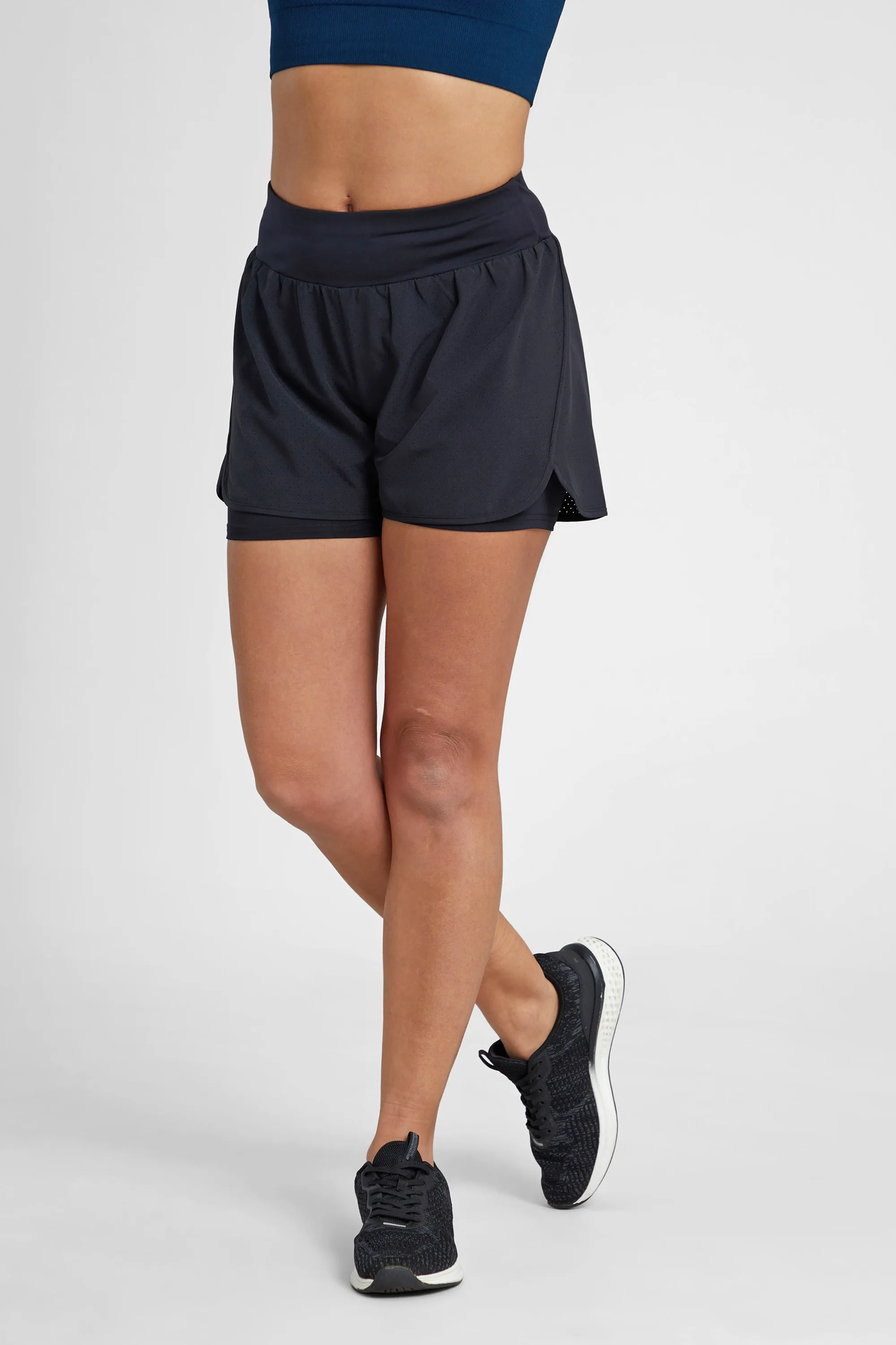 Pantalón corto doble capa de correr mujer
