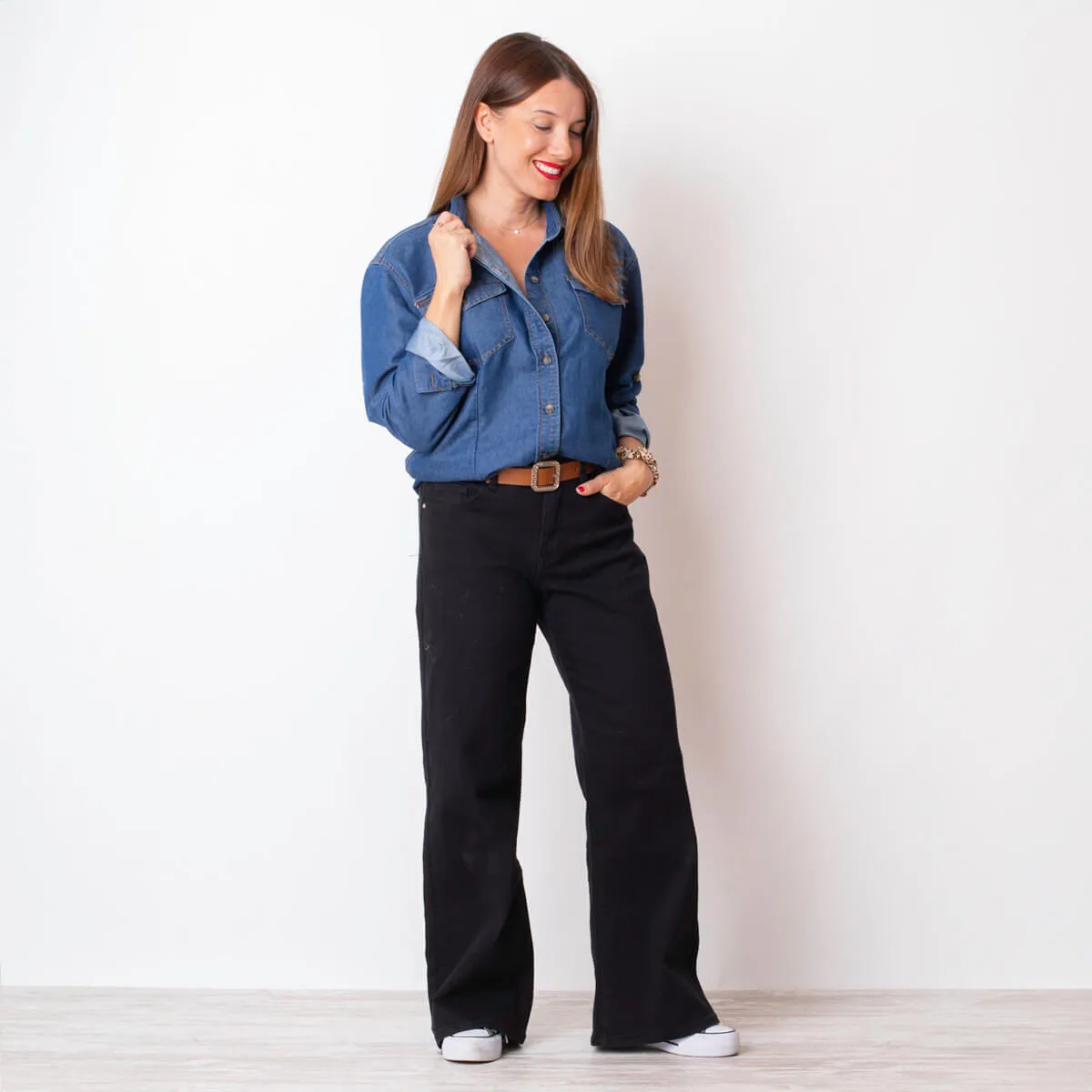 PANTALóN CULOTTE CINTURóN  NEGRO