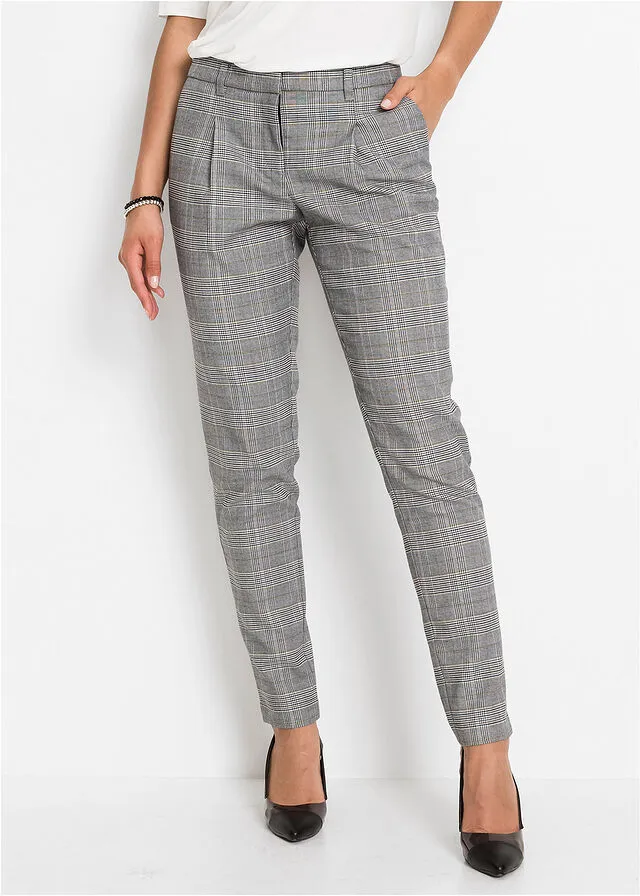Pantalón de estilo ejecutivo Negro de cuadros
