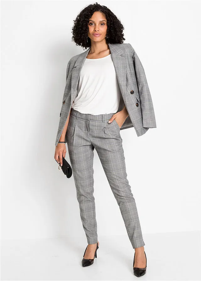 Pantalón de estilo ejecutivo Negro de cuadros