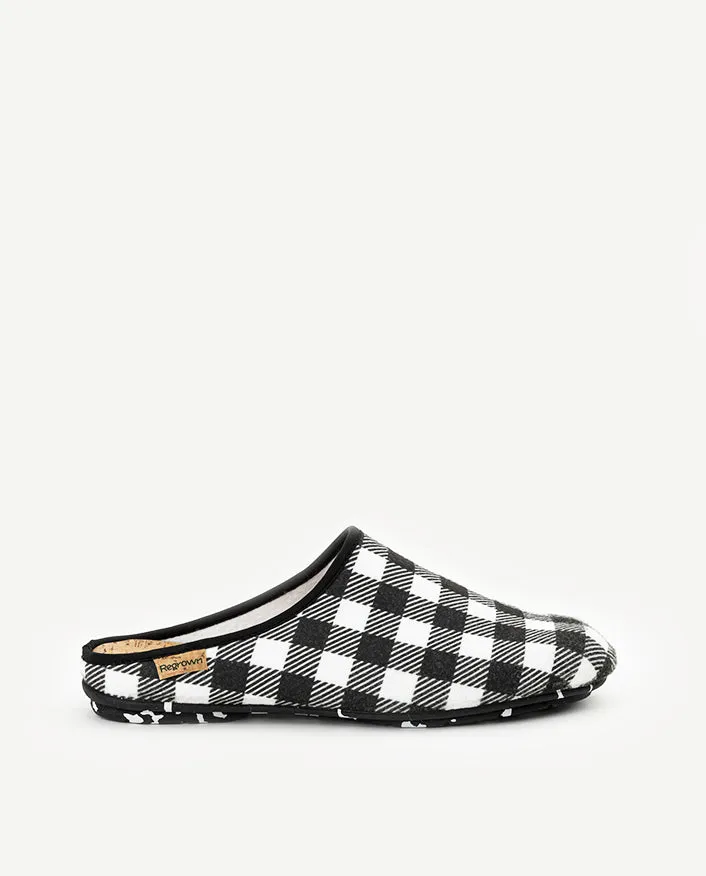 Pantuflas recicladas de invierno para mujer y hombre a cuadros dreams blanco