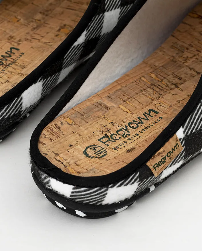 Pantuflas recicladas de invierno para mujer y hombre a cuadros dreams blanco