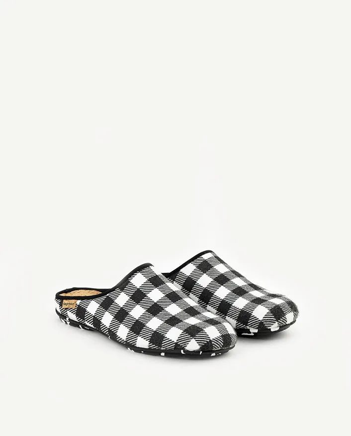 Pantuflas recicladas de invierno para mujer y hombre a cuadros dreams blanco