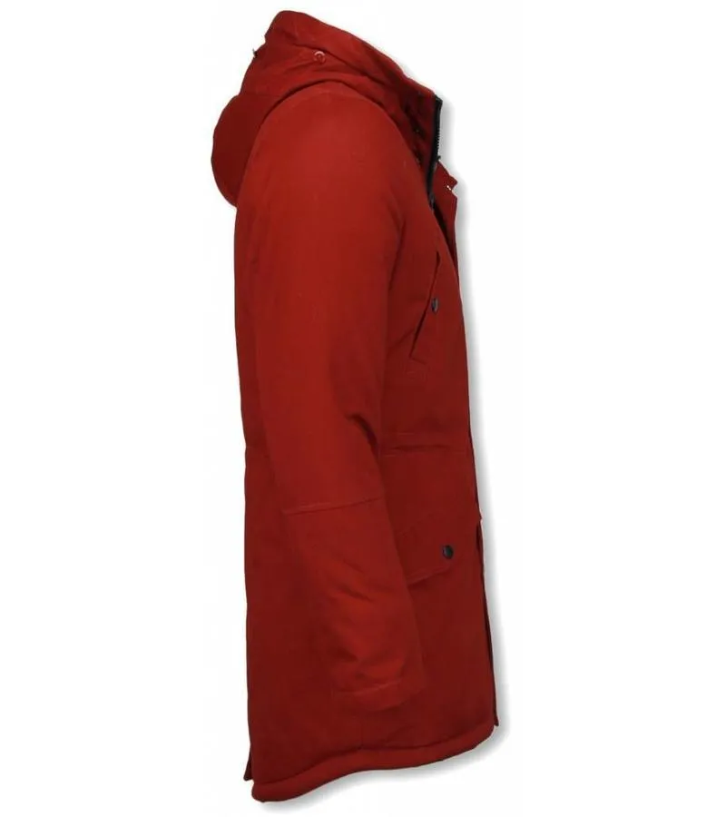 PARKAS HOMBRE  ABRIGO DE INVIERNO PARA HOMBRES  CAPUCHA PELO FALSA  BURDEOS