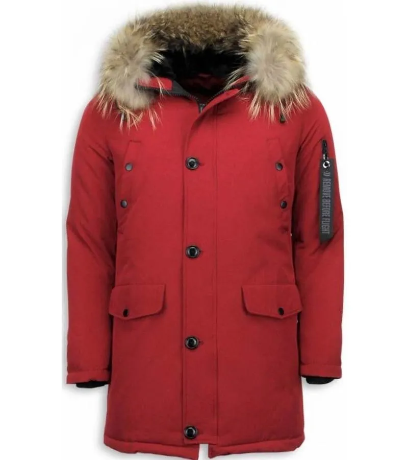 PARKAS HOMBRE  HOMBRE CHAQUETA DE INVIERNO LARGO  LARGE XL CUERO DE DIEL  BORDEAUX