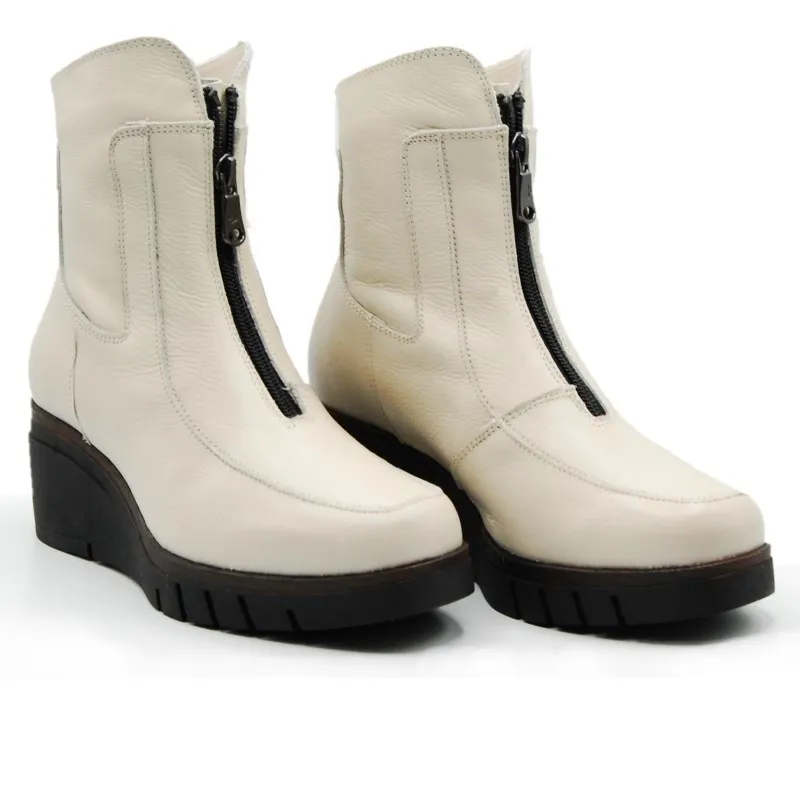 PAULA URBAN 101303 NEGRO Y CREMA BOTíN CREMALLERA EMPEINE CUñA MUJER