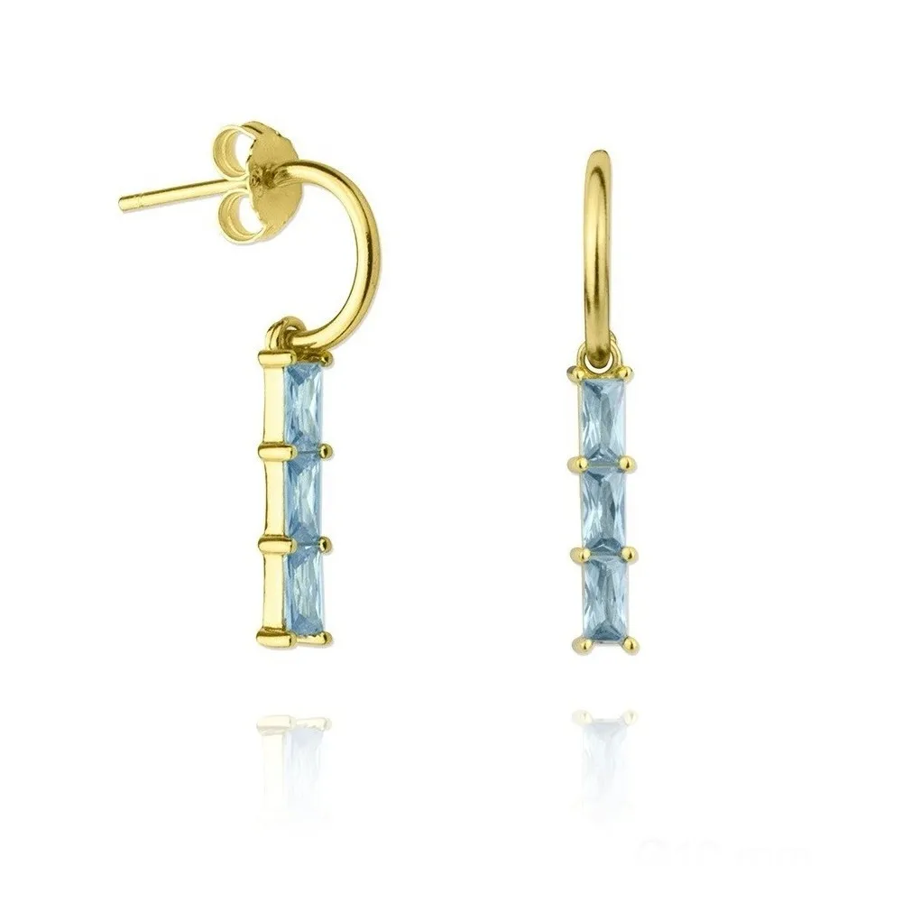 Pendiente Baguette Blue Oro