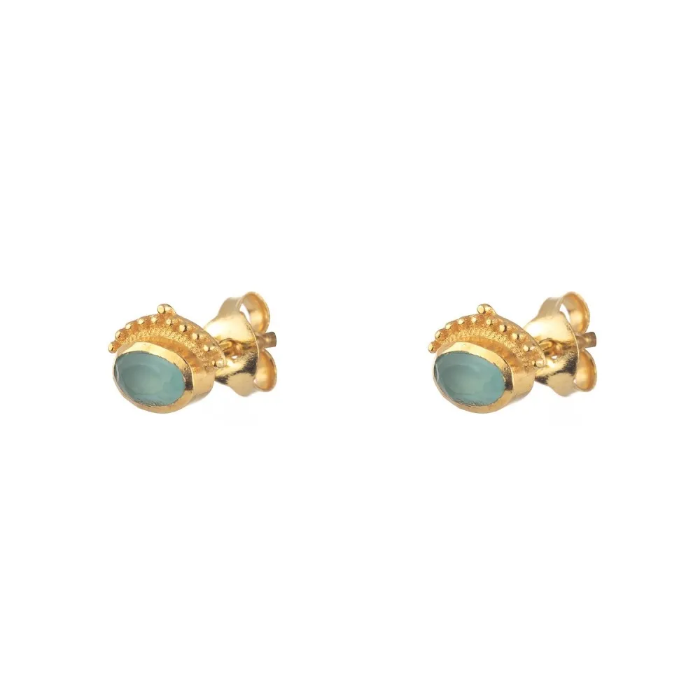 Pendiente Bru Calcedonia Azul Oro