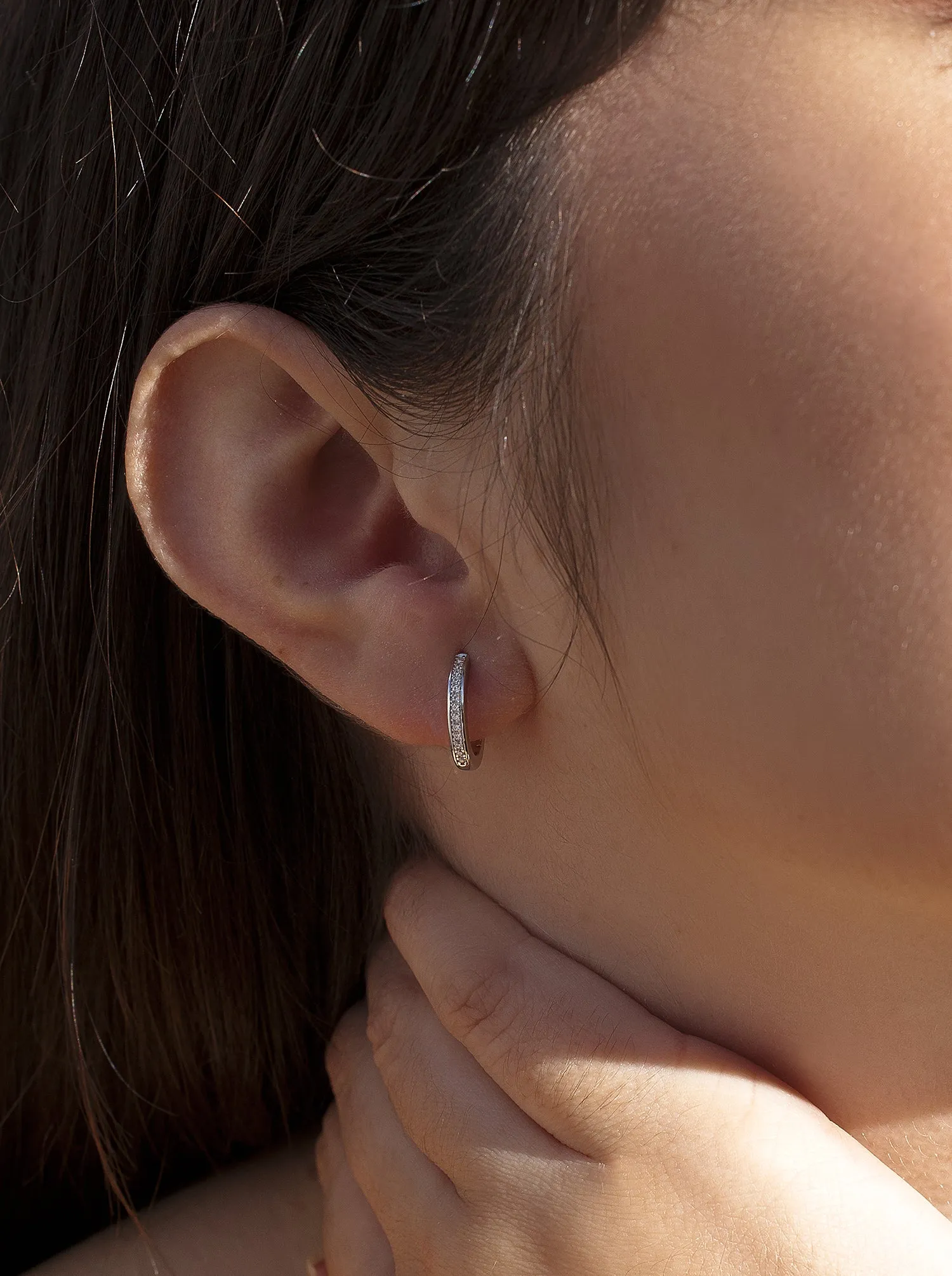 Pendientes aro de plata diseo mini con circonitas