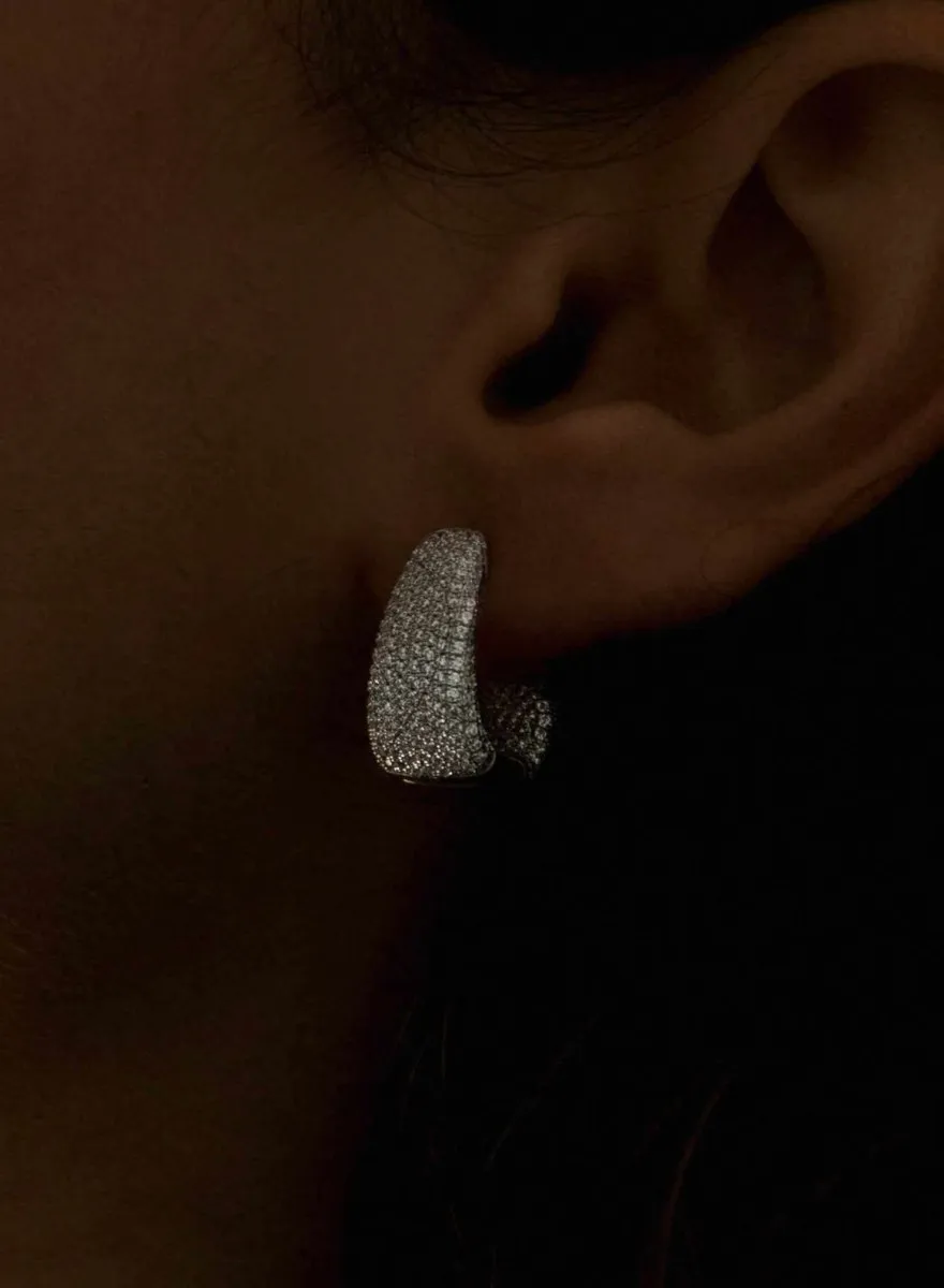 Pendientes aros diseo grueso con engaste total de circonitas