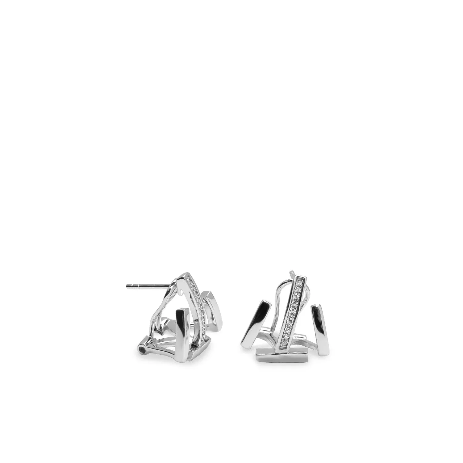 Pendientes cierre omega diseo minimalista con circonitas