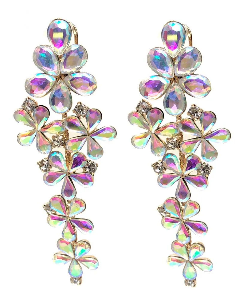 PENDIENTES DE FIESTA CON DISEÑO DE FLORECITAS DE CRISTAL