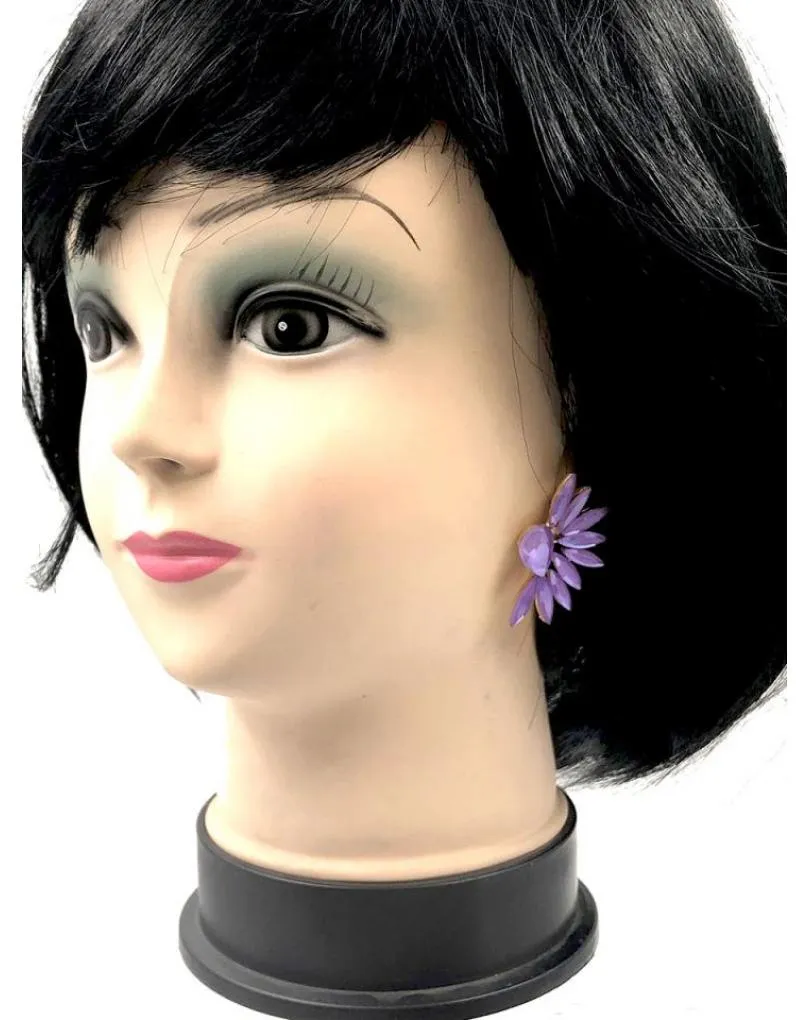 PENDIENTES DE MUJER MORADOS DISEÑO CORTO ESPECIAL MADRINAS