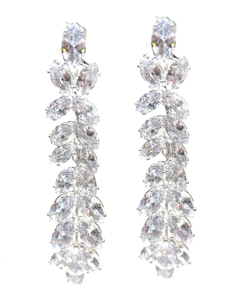 PENDIENTES DE NOVIA CON CRISTAL FACETADO DISEÑO LARGO