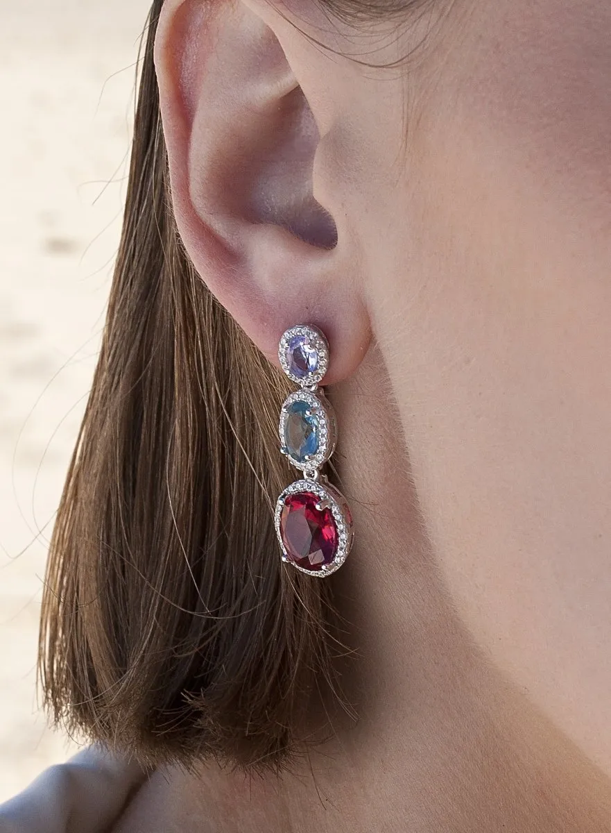 Pendientes de piedras de colores diseo circular y circonitas