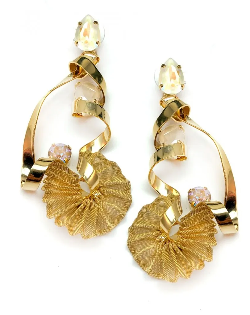 PENDIENTES DORADOS DE DISEÑO ALTA BISUTERIA MADRID