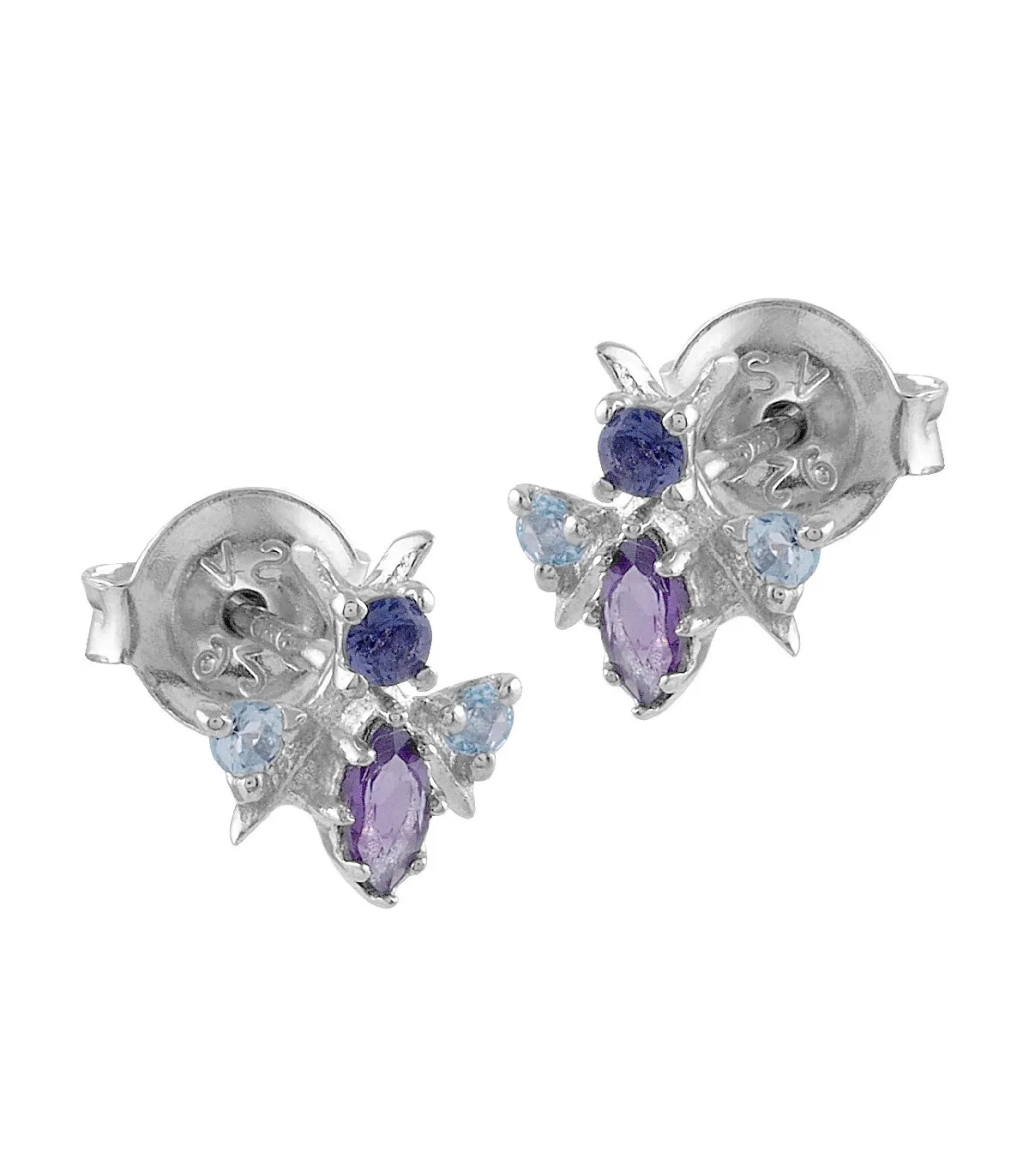 PENDIENTES ITEMPORALITY ABEJA TOPACIO AZUL Y AMATISTA PLATA  SEA104149UU