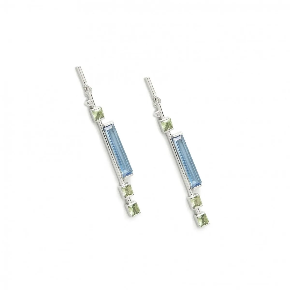 Pendientes largos finos de plata diseo simétrico