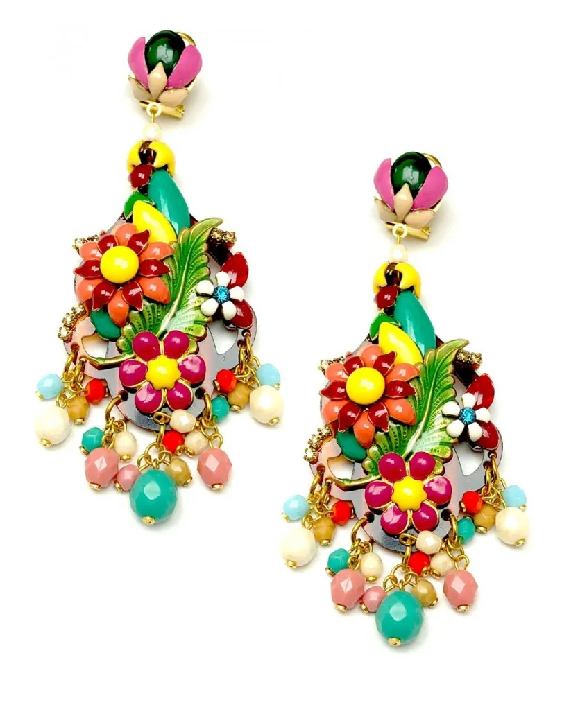 PENDIENTES LARGOS MUJER DE DISEÑO CON ESMALTES