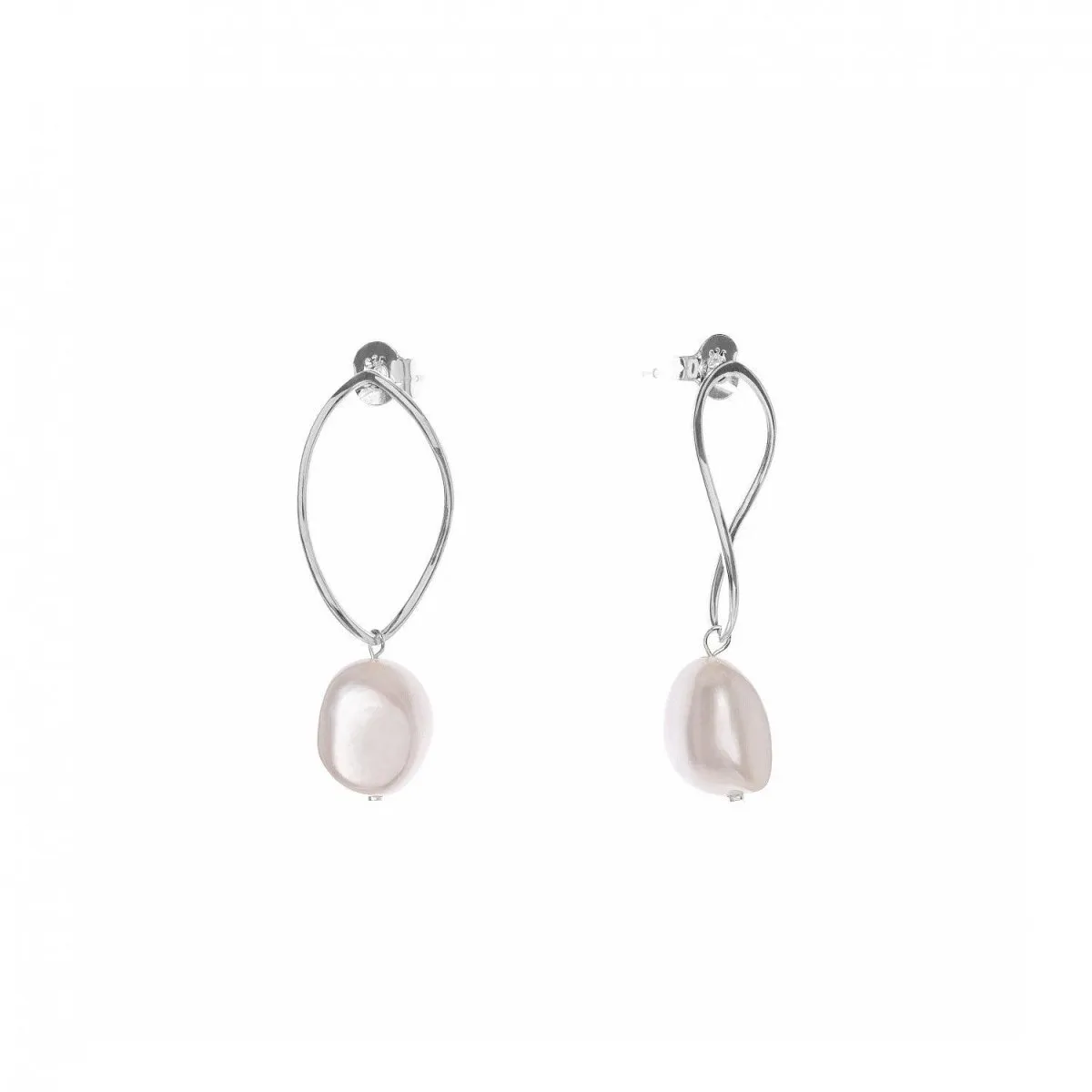 Pendientes largos perlas diseo irregular ovalado