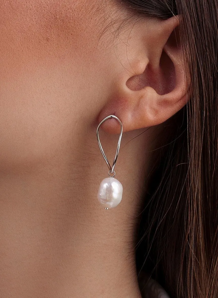 Pendientes largos perlas diseo irregular ovalado