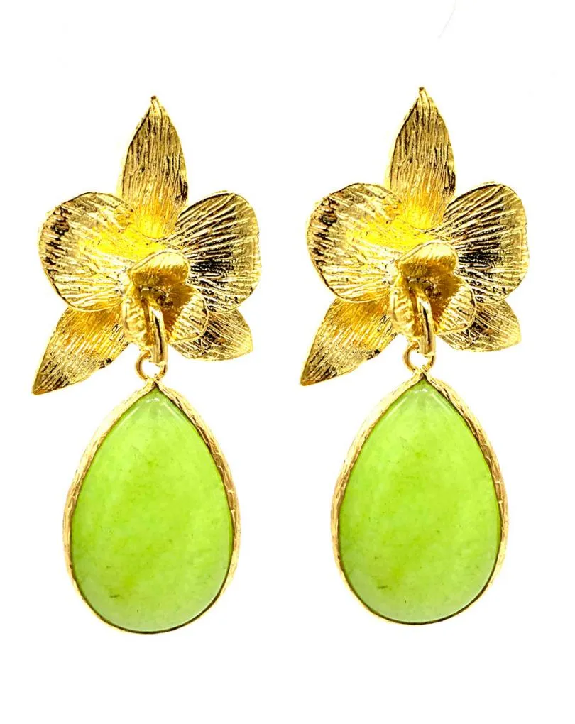 PENDIENTES LARGOS VERDES LÁGRIMA OVAL PARA FIESTAS DE VERANO
