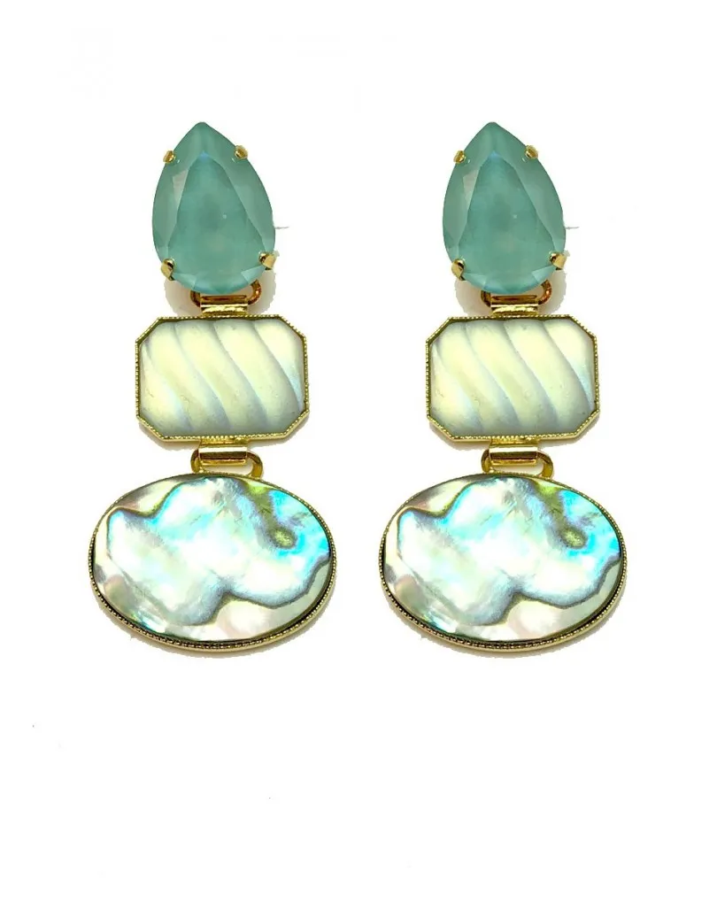 PENDIENTES MUJER DE DISEÑO CON CRISTALES DE ESWAROSKI TRATADOS Y NACAR