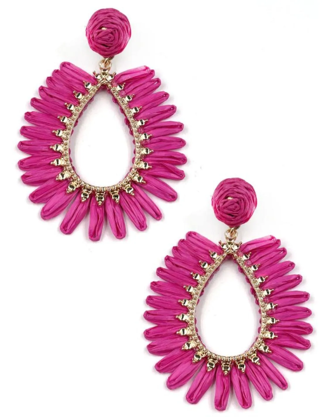 PENDIENTES MUJER FUCSIAS RAFIA PARA EL VERANO