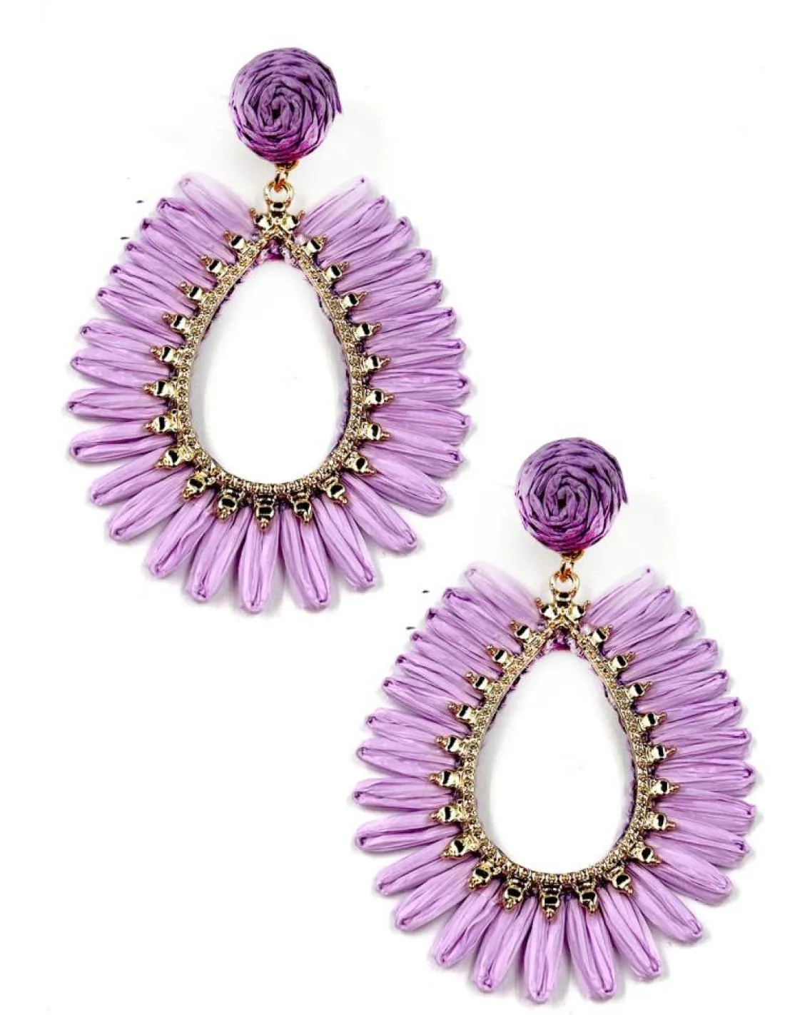 PENDIENTES MUJER LILAS RAFIA PARA EL VERANO