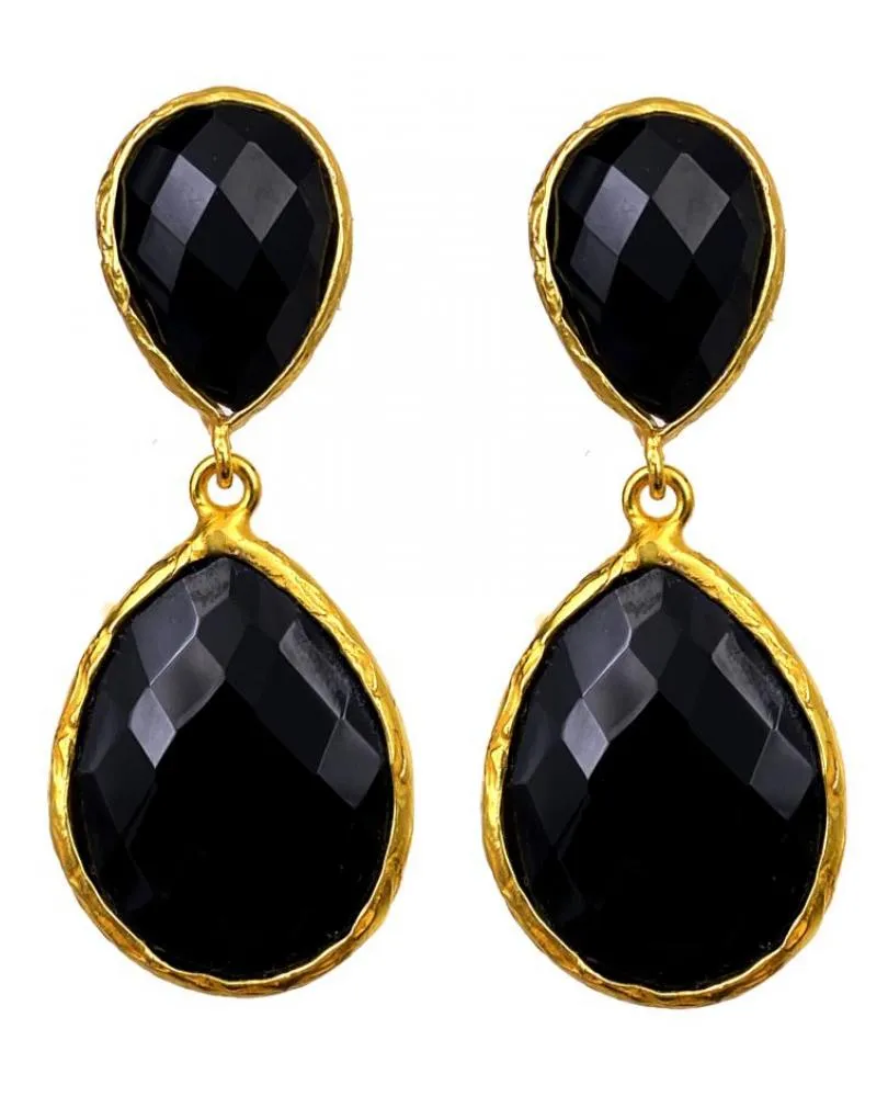 PENDIENTES NEGROS DE PIEDRAS ONIX IDEAL PARA BODAS Y EVENTOS