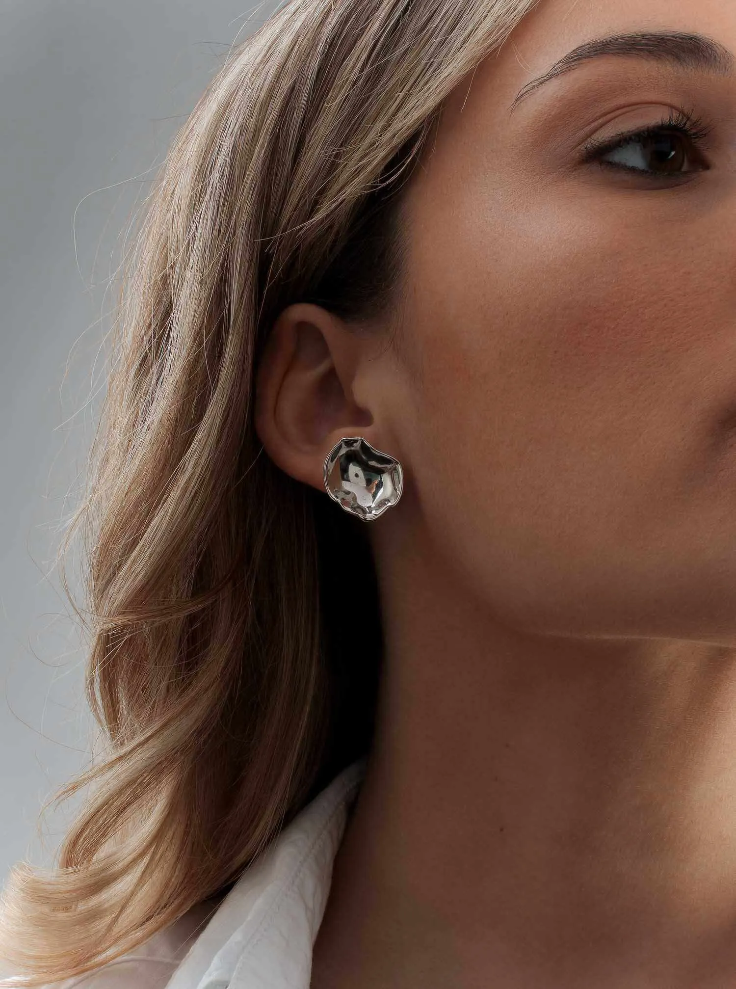 Pendientes originales de plata diseo convexo