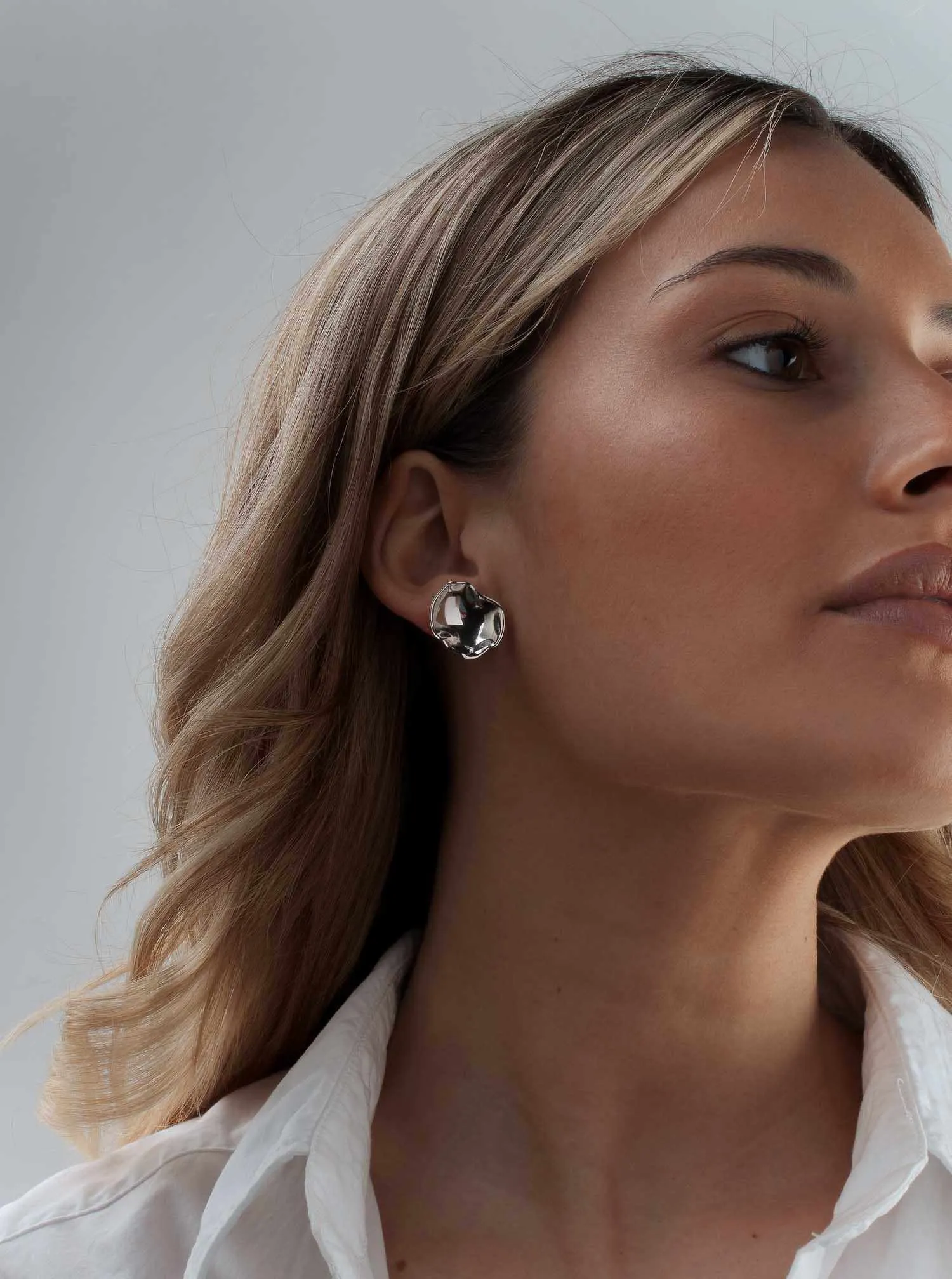Pendientes originales de plata diseo convexo