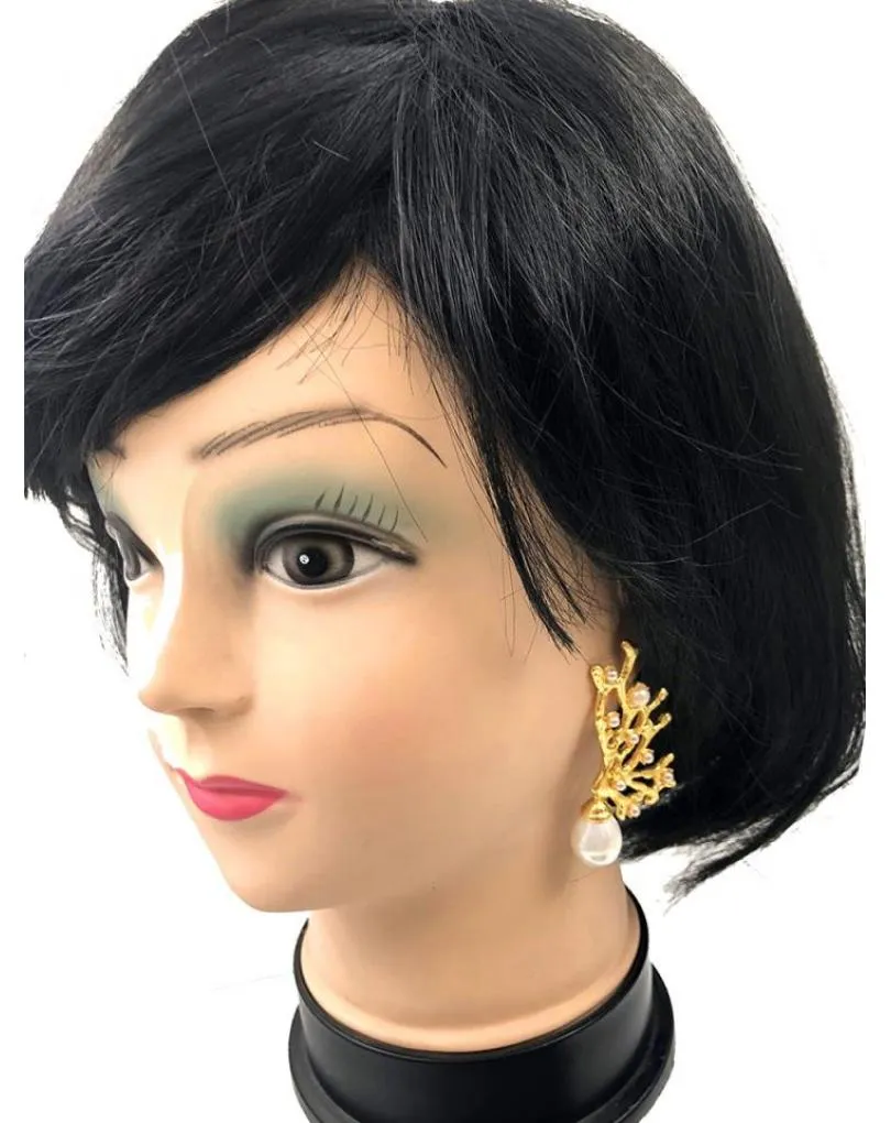PENDIENTES PARA MUJER DE PERLAS CON PRECIOSO DISEÑO DORADO