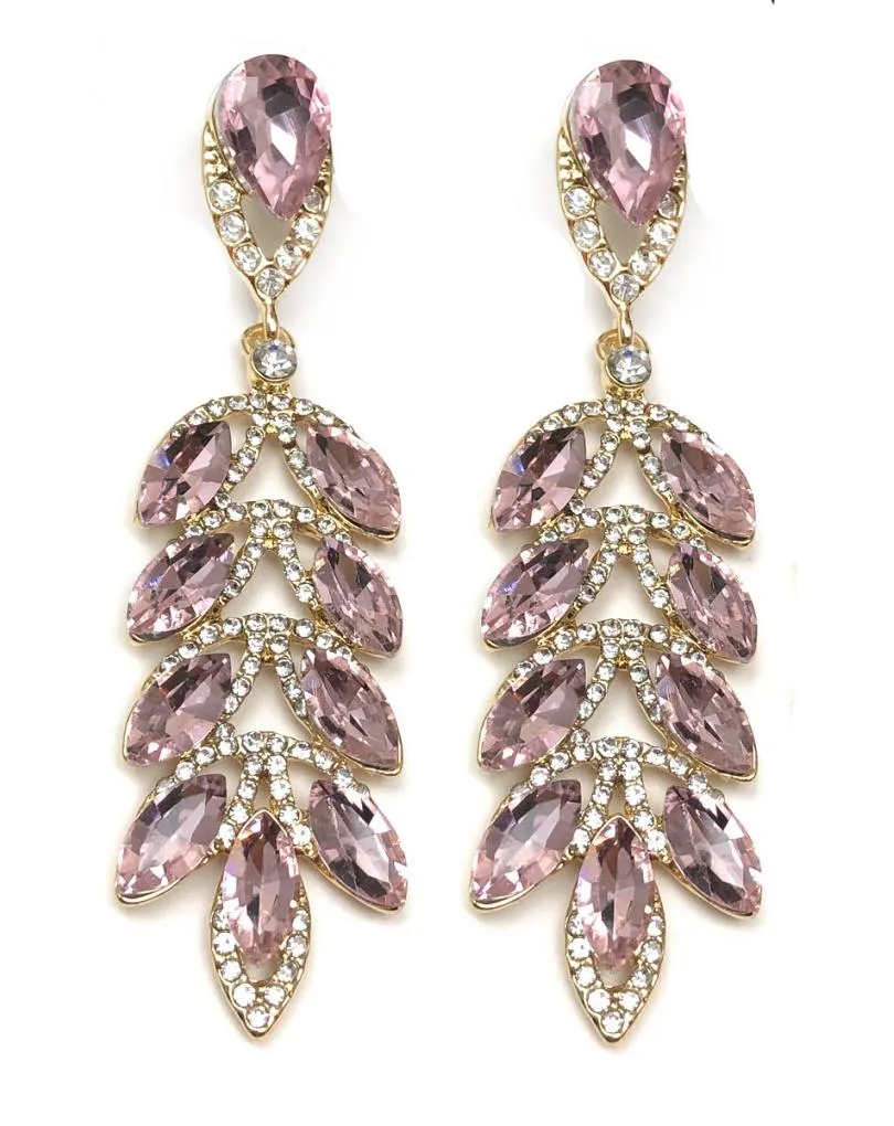 PENDIENTES ROSAS DE FIESTA DISEÑO LARGO PARA BODAS Y EVENTOS