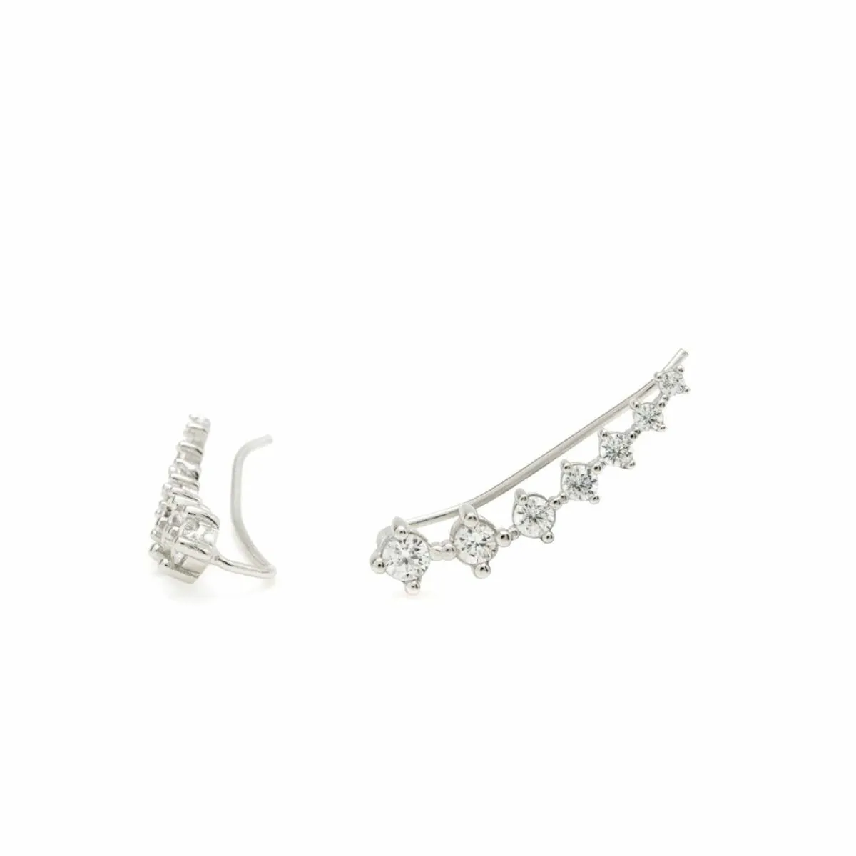 Pendientes trepadores de plata mujer diseo con circonitas