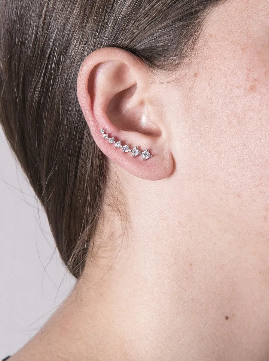 Pendientes trepadores de plata mujer diseo con circonitas